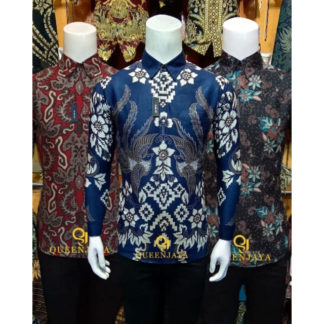 Baju Batik Pria Slimfit Hitam Manis Mahal Soloan Lengan Panjang Pendek Batik Pria Modern Slim fit