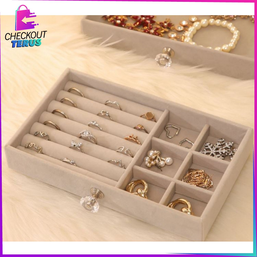 CT K21 Rak Perhiasan dengan 3 Laci Serbaguna Kotak Penyimpanan Kalung Cincin dan Gelang Jewelry Box Organizer