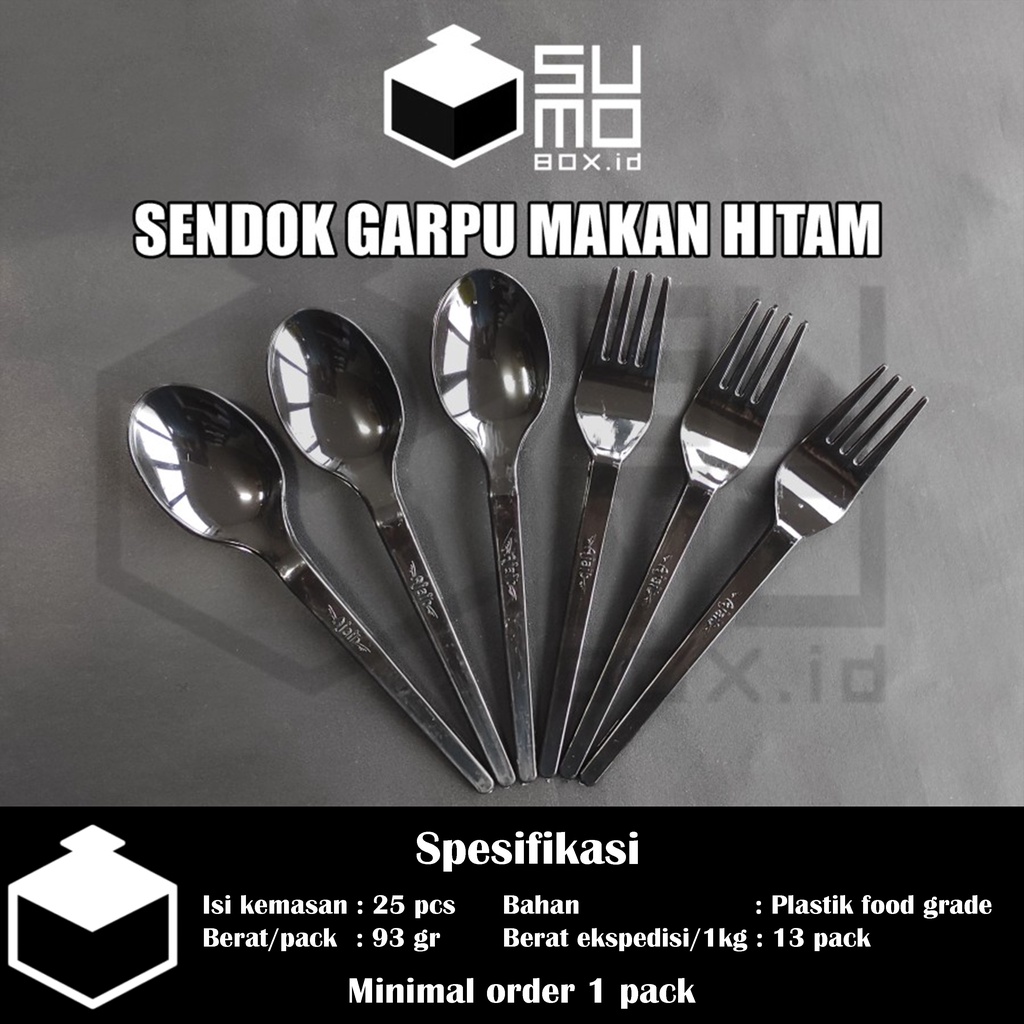 [1 PAK] Sendok Plastik Garpu Plastik makan catering kuat murah panjang Warna Bening , Putih, Hitam-2