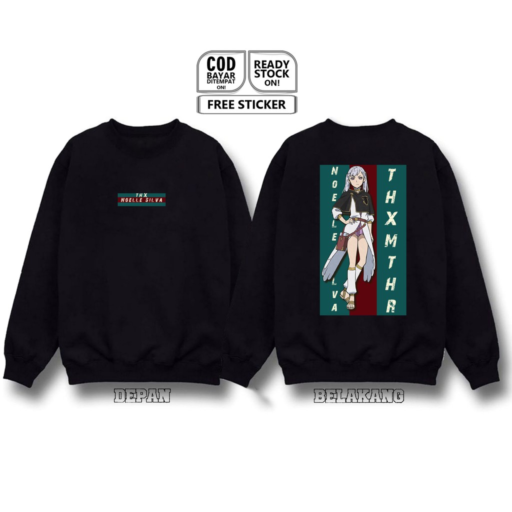 SWEATER CREWNECK NOELLE SILVA BLACK CLOVER ASTA YUNO VANESSA ANIME MANGA JAPANESSE CULTURE YAMI SIGN