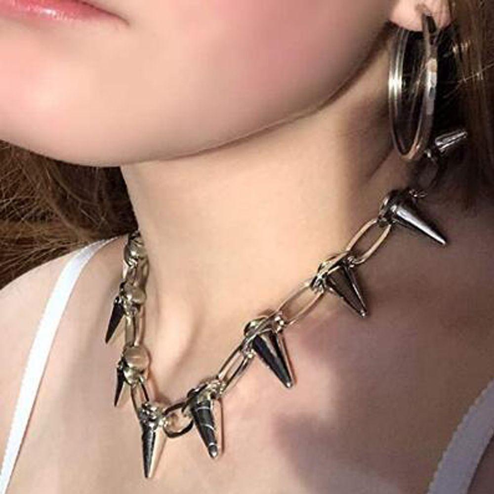 Solighter Rivets Chokers Hadiah Pesta Untuk Wanita Pria Perhiasan Punk Harajuku