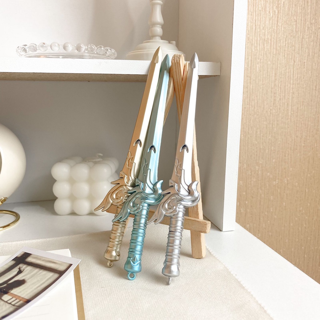 Pen Full Body Mainan Pedang Samurai / Pulpen Gel Tinta Hitam Mainan Pedang Samurai Mini Metalic Full