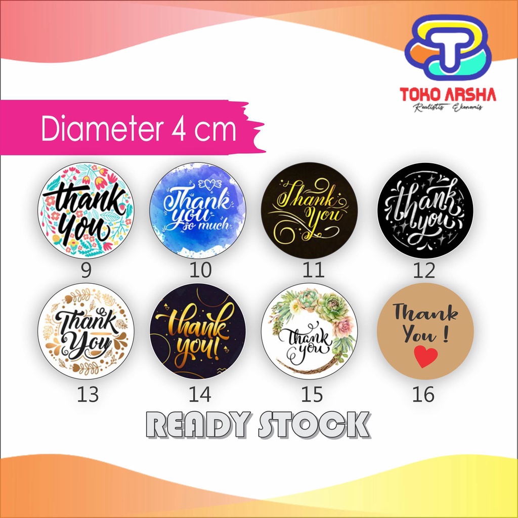 

READY 4cm Sticker Thank You Sticker Terimakasih Sticker Label Sticker Custom Murah Sticker Bulat di Toko_Arsha