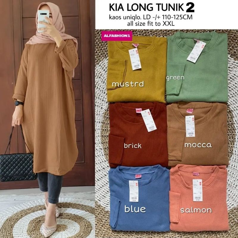 Kia Long Tunik Kaos Uniqlo premium fit to XXXL