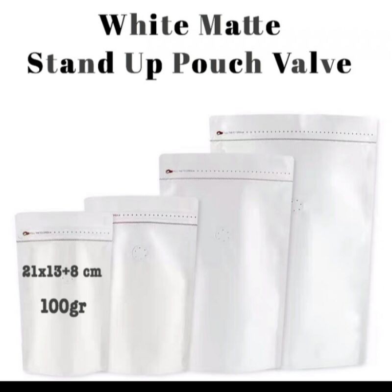 Black/white matte Valve  standing pouch full aluminium