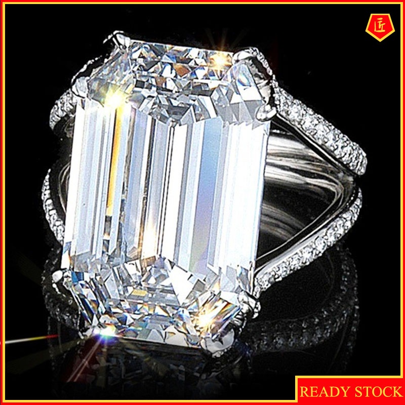 [Ready Stock]Exaggerated Square Diamond Ring Female Fashion Personality