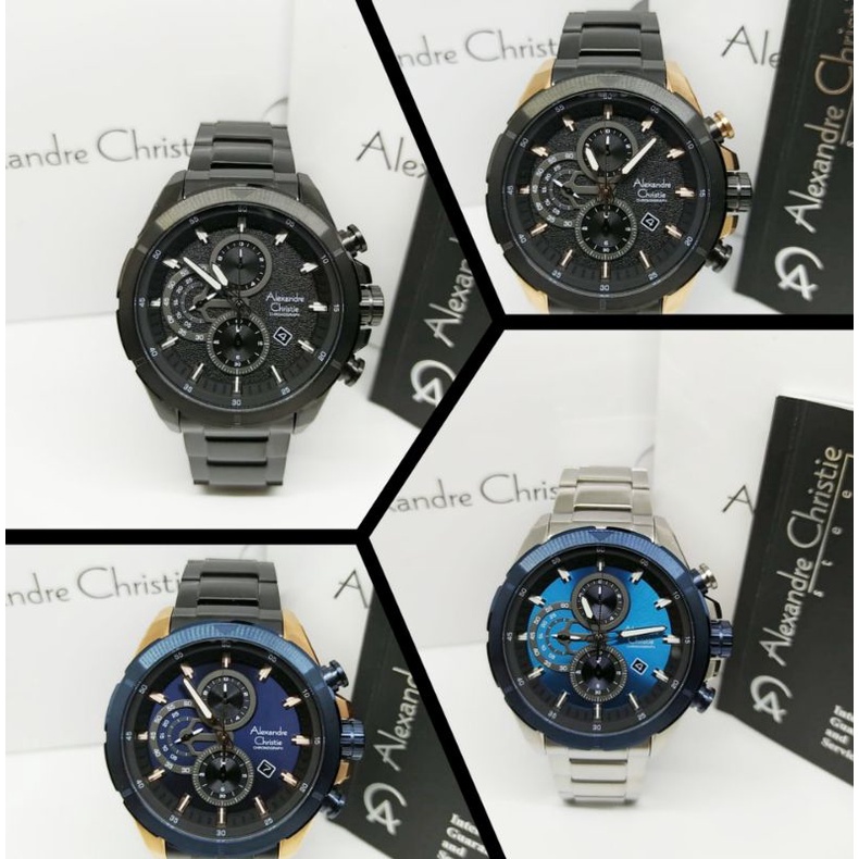 Jam tangan pria Alexandre Christie 6508 AC6508 AC 6508 stainlees steel, model sport chronograph