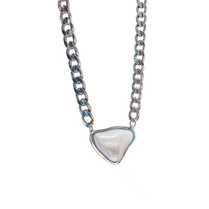 Chain Pearl Pendant Necklace Accessories Hip Hop Titanium Steel Retro Trendy