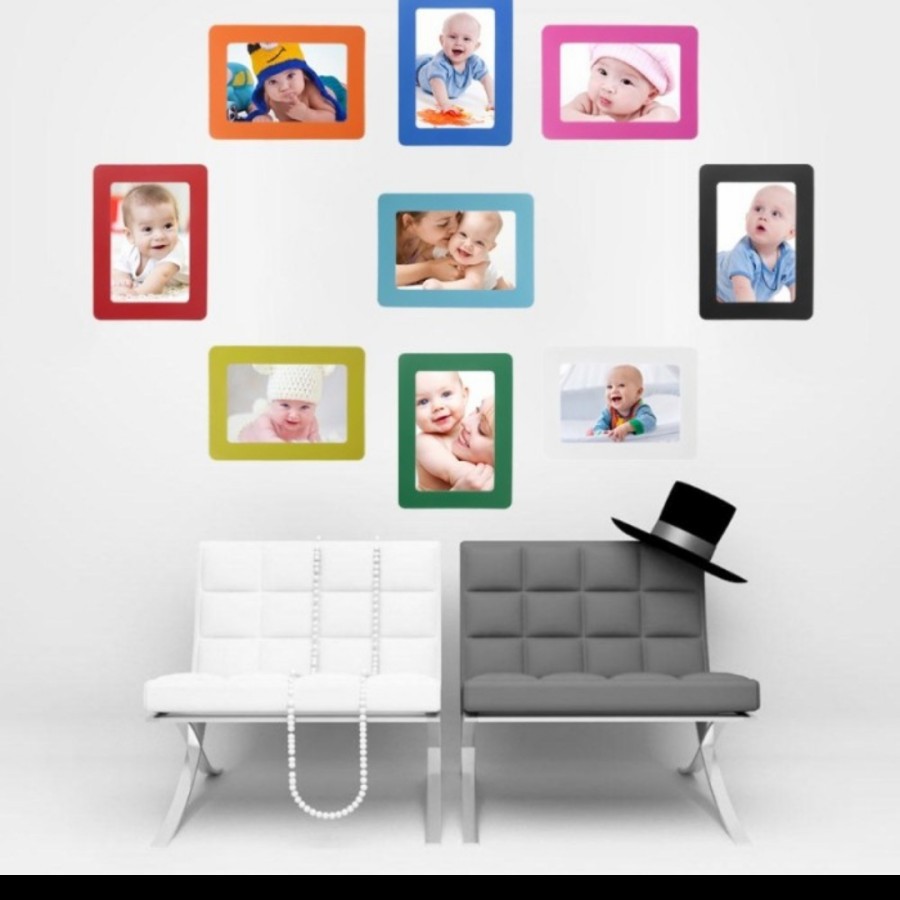 Photo Frame Magnet Kulkas Dekorasi Interior Foto Keluarga Bayi Memo