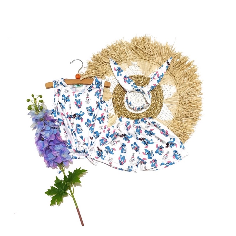 (SBY) UVELIA SET FREE BANDANA/ SETELAN ANAK/ BAJU BAYI/ BAJU ANAK/ DASTER ANAK/ DRESS ANAK/ U