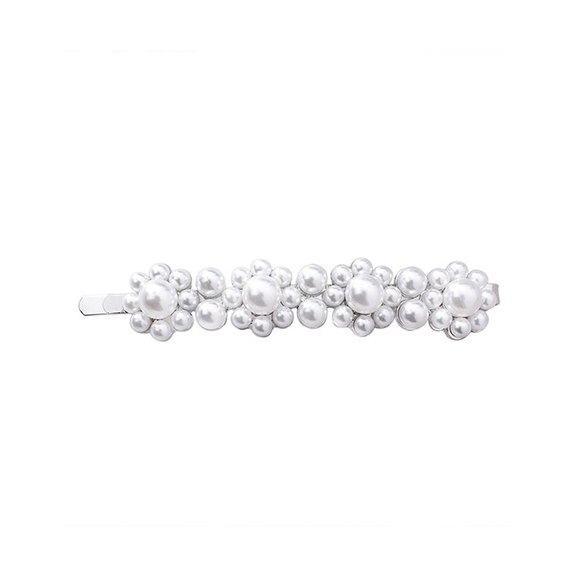 LRC Jepit Rambut Fashion White Full Artificial pearl Decorated Hair Clip F05301