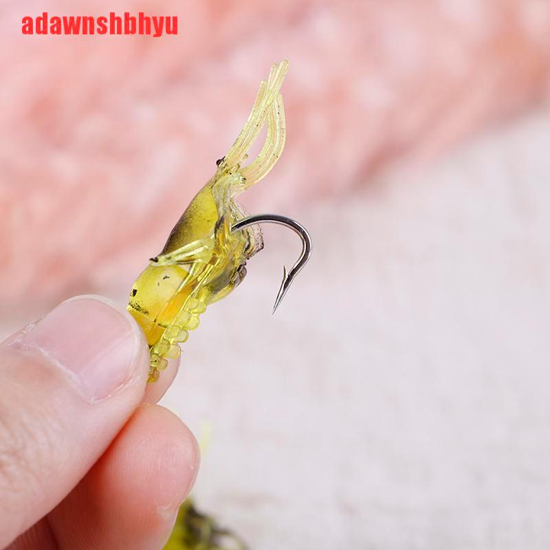 10 Pcs Umpan Pancing Soft Bait Bentuk Udang Dengan Kail