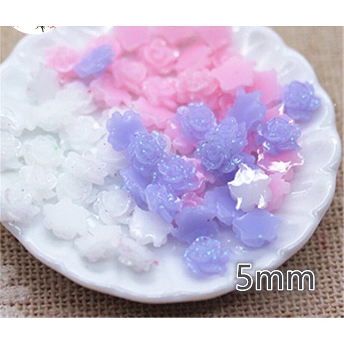 Manik bunga resin bunga glitter nail art 3D scrapbooking hiasan 3D