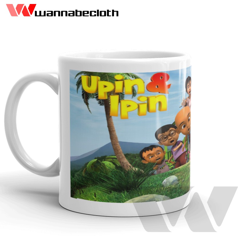 Gelas Upin dan Ipin Mug Upin Dan Ipin Cetak Mug Custom Souvenir Mug Anak Kartun Mug Upin dan Ipin v5