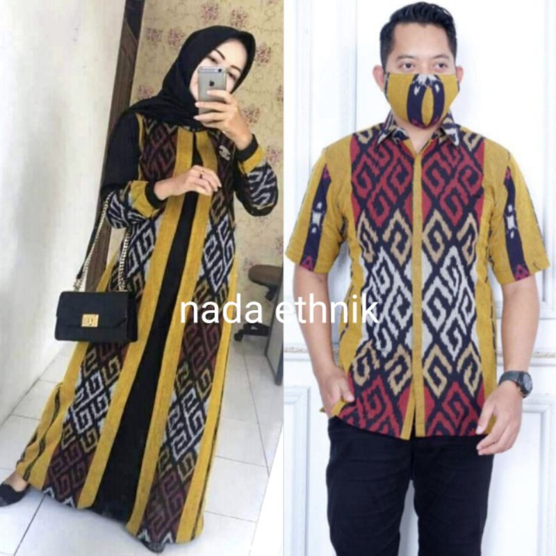 COUPLE TENUN SYAR'I/COUPLE SYAR'I/COUPLE GAMIS SYAR'I/COUPLE GAMIS/ABAYA TENUN ORIGINAL/GAMIS TENUN/ABAYA TENUN/GAMIS BATIK/ABAYA TENUN MIX TOYOBO/SET COUPLE KEMEJA DAN GAMIS TENUN ORIGINAL/Set Couple Family Gamis Tenun Premium/homey dress gamis muslimah