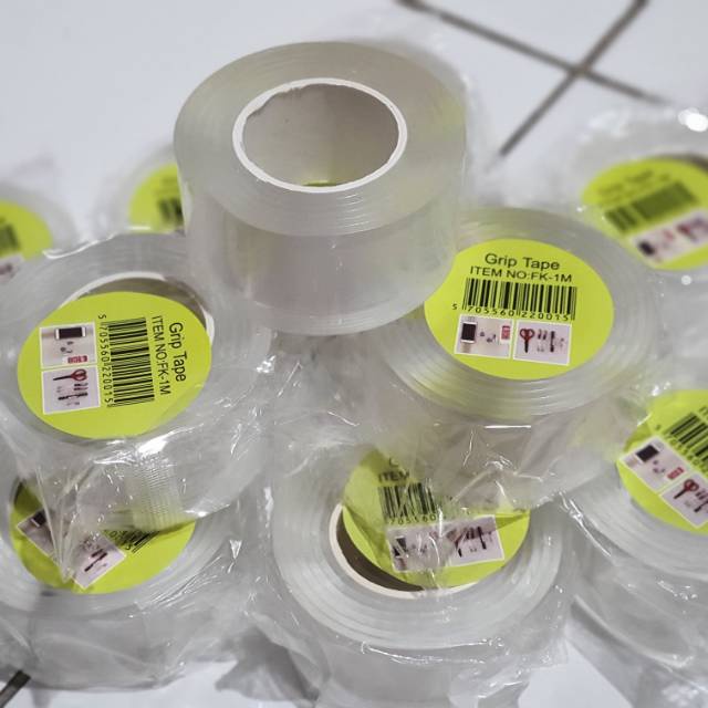 

GRIP TAPE TRANSPARANT TRANSPARAN DOUBLE DOUBEL DOBEL TAPE TAP TEP TIP TRANSPARANT WASHABLE 1M