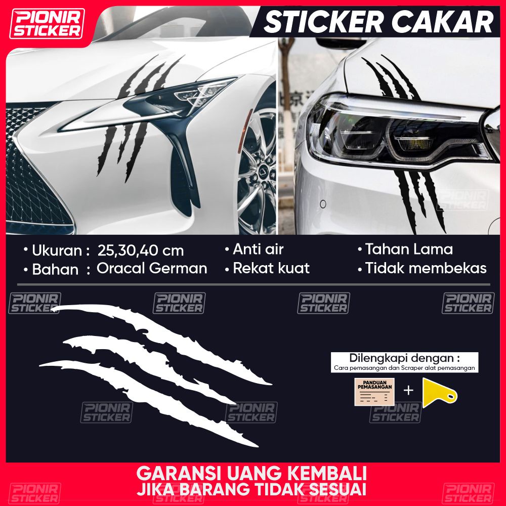 Stiker Cakar Mobil Cutting Sticker Bekas Cakaran Lampu Car