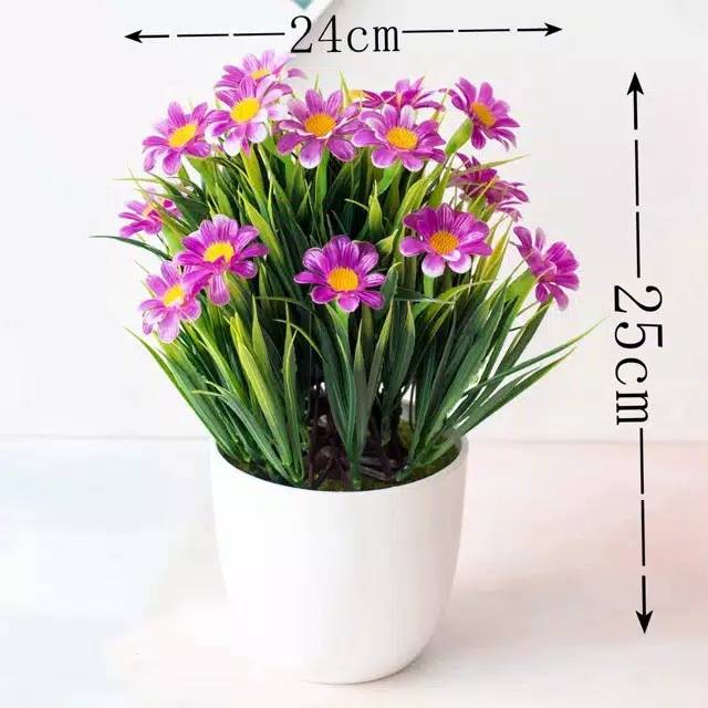 NM352 Bunga plastik / pajangan bunga Artificial / motif Daisy/Vas Bulat-1