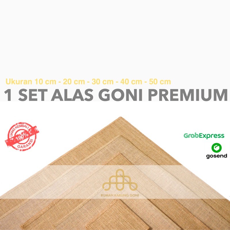 Placemat Alas Goni Premium 1 Set 5 Ukuran - Hampers Set of 5 Burlap Coaster - Home Party Decor