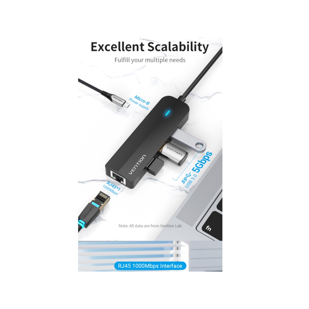 Vention USB Hub 3.0 with Gigabit Ethernet Type C RJ45 LAN Network