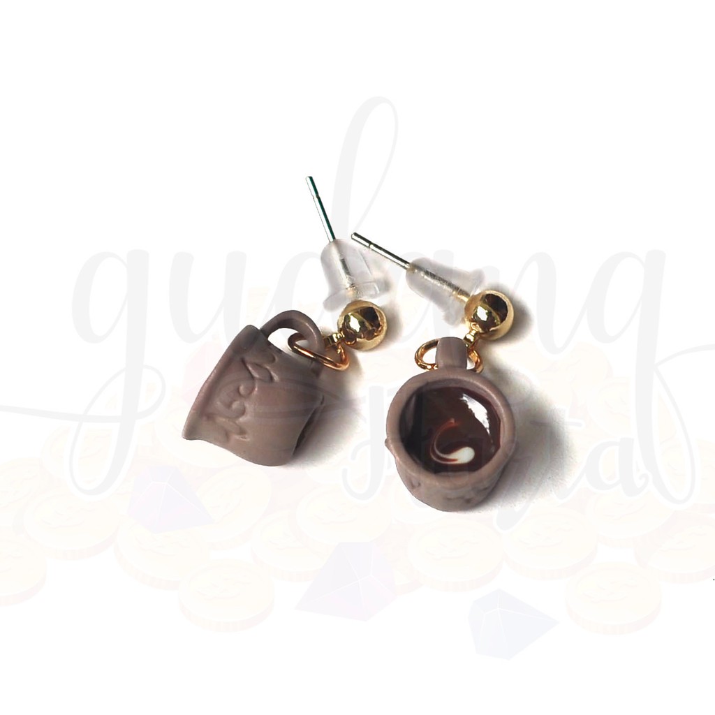 Anting Stud Korea Panjang Cups of Coffee Dua Cangkir Kopi Lucu Unik GH 203525