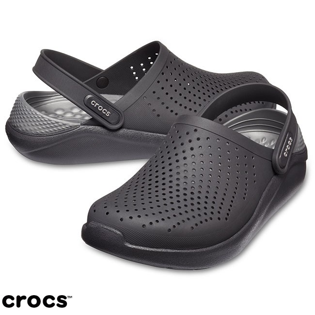 Crocs Literide Clog - Sandal Unisex / Sandal Tahan Air / Sandal Karet / Original - Black Gray 204592-0DD