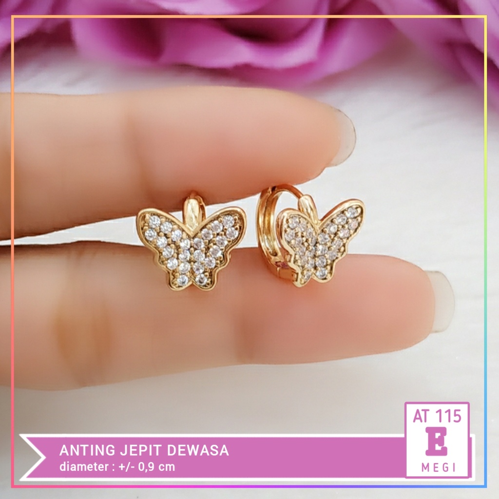 AT 115 - Anting Dewasa Cetik Kupu Permata Cantik Perhiasan Lapis Mas 18K Anting Xuping ori Wanita - Cute-E