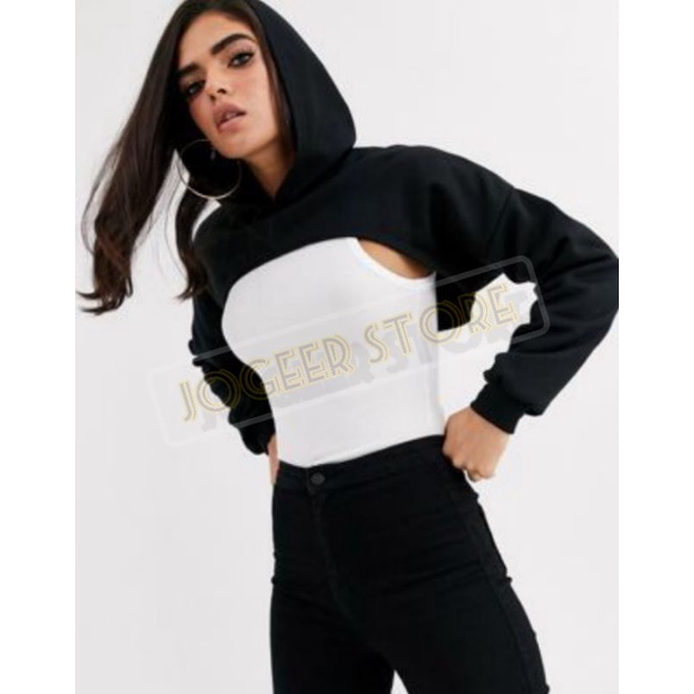 JAKET CROP HOODIE CROP TOP WANITA (dada terbuka) KOREAN STYLE REAL PICK BIGSIZE