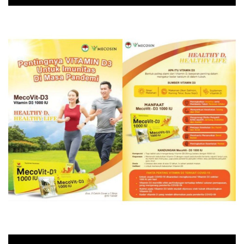 Mecovit vitamin D3 1000 IU ( 1box  isi 30tablet)