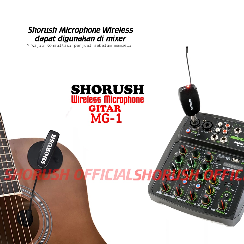 Shorush MG-1 Microphone Wireless Gitar Audio Mic Akustic Studio Mixer Akustik