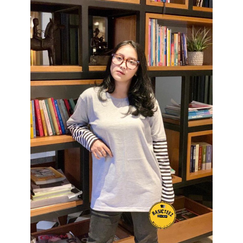 Kaos Polos Double Layer Grey Misty Cotton Combed 30s