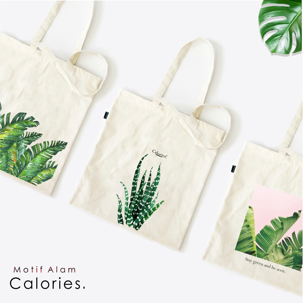 Totebag Daun Klasik Lucu motif daun tropis adem  #TOTR