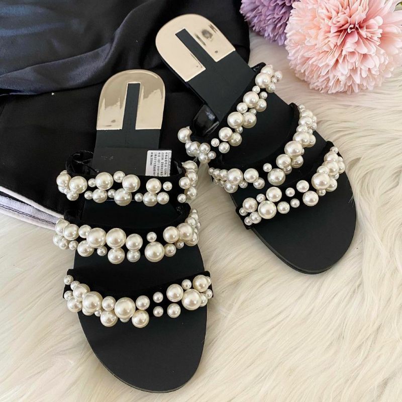 Zara sandals-pearl-beads
