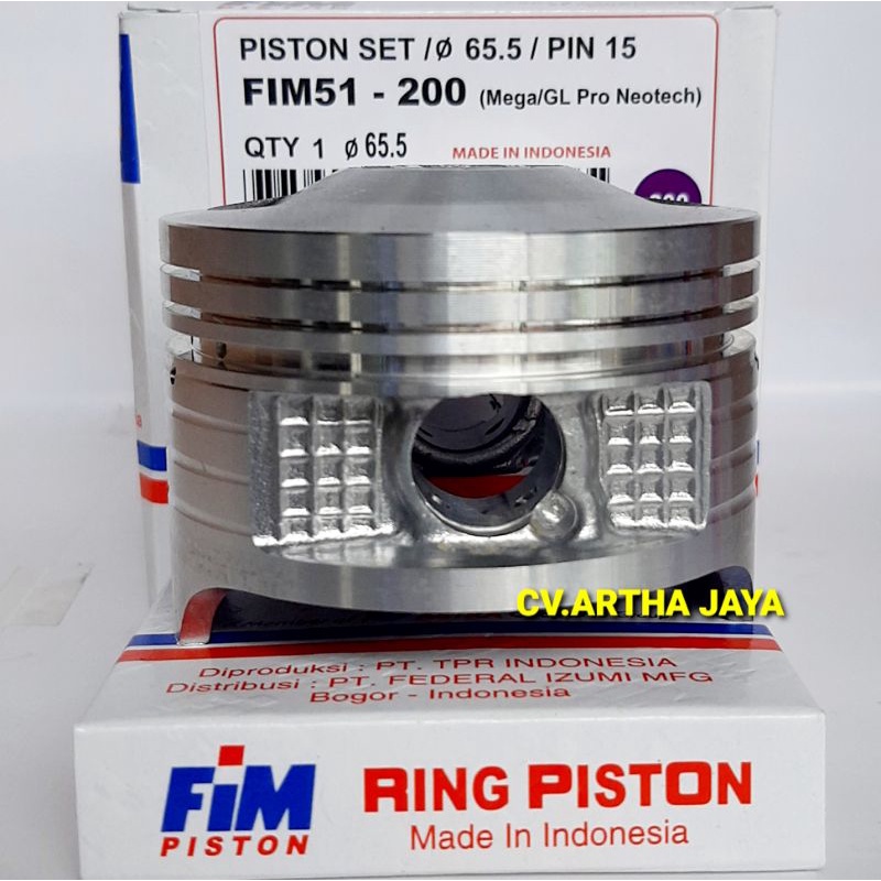 PISTON KIT FIM FIM51 HONDA MEGA PRO / GL PRO NEOTECH / MEGAPRO / MP ( 63,5 / 64 / 64,5 / 65 / 65,5 / 66 / 66,5 ) ( STD / 050 / 100 / 150 / 200 / 250 / 300 ) ( PEN 15 / PIN 15 )-1