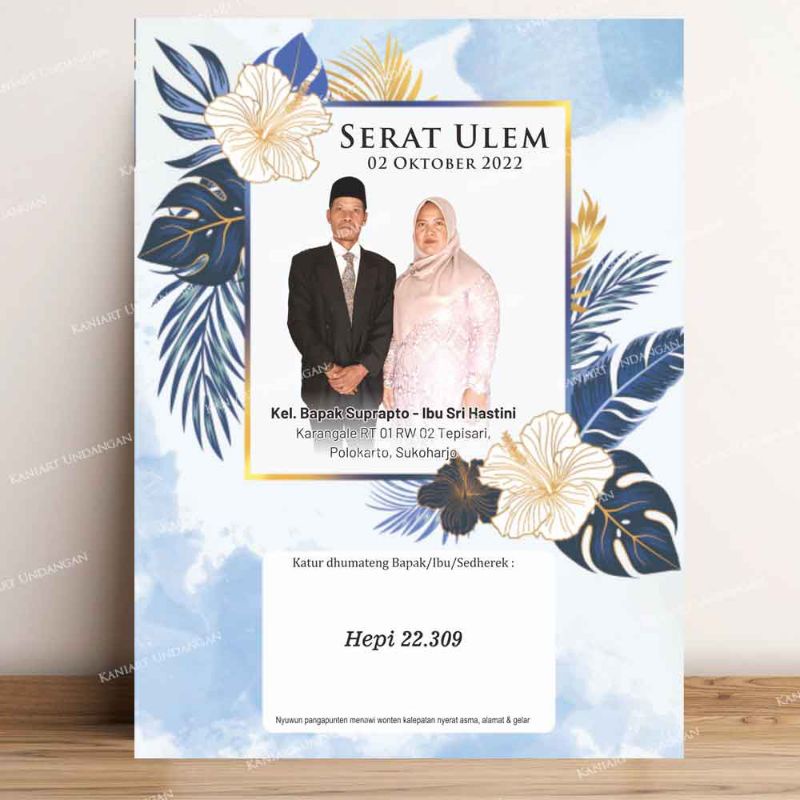 Undangan Orangtua Foto Pengantin, hajatan, Ulem ulem, Serat Ulem Pernikahan Desain Hepi 309