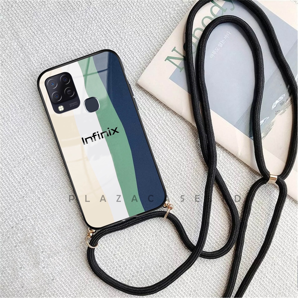 Softcase Glass Kaca + Tali - K108 - For Infinix Hot 10 Hot 10S Hot 10 Play Hot 9 Play Smart 5 - Case Lucu - Case Infinix Hot 10 - Casing Hp Infinix Hot 10s - Casing Hp Infinix Hot 10 Play - Kesing Smart 5 - Softcase Hot 9 Play - Sarung Hp Hot 10