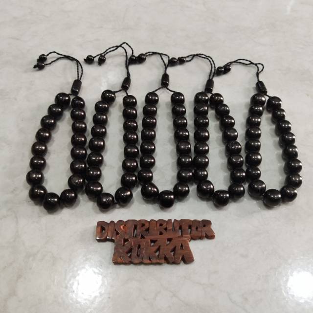 ( SUPER MURAH ) Grosir 5 pcs gelang kokka kaukah kaokah fukakah koka bulat kpl 10 mm hitam