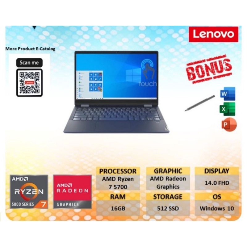 Lenovo Yoga 6 2 in 1 Touch Fabric Ryzen 7 5700 16GB/512GB SSD 13.3&quot; Vega 7 FHD IPS Windows 10