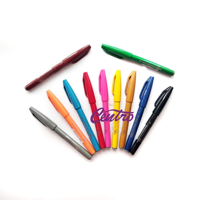 

kaligrafi-perlengkapan- pentel touch brush sign pen colouring kuas lettering doodle set 12