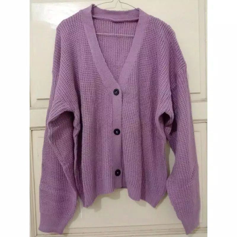 CARDIGAN RAJUT CROP INDAH RAJUTANKU-Nila muda