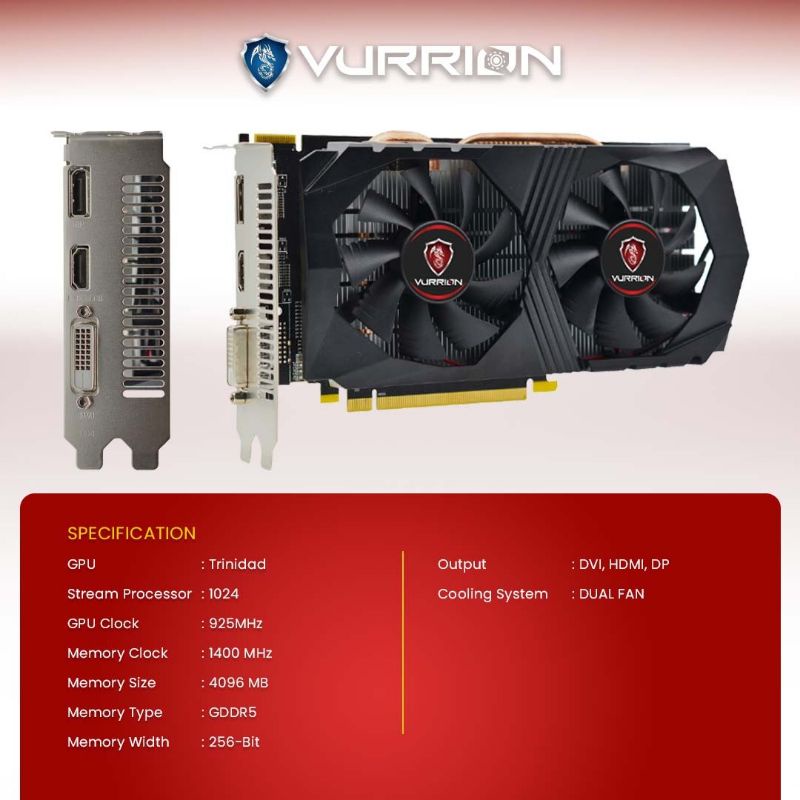 VGA AGS VURRION AMD RADEON R9 370 4GB DDR5 256-bit REAL CAPACITY