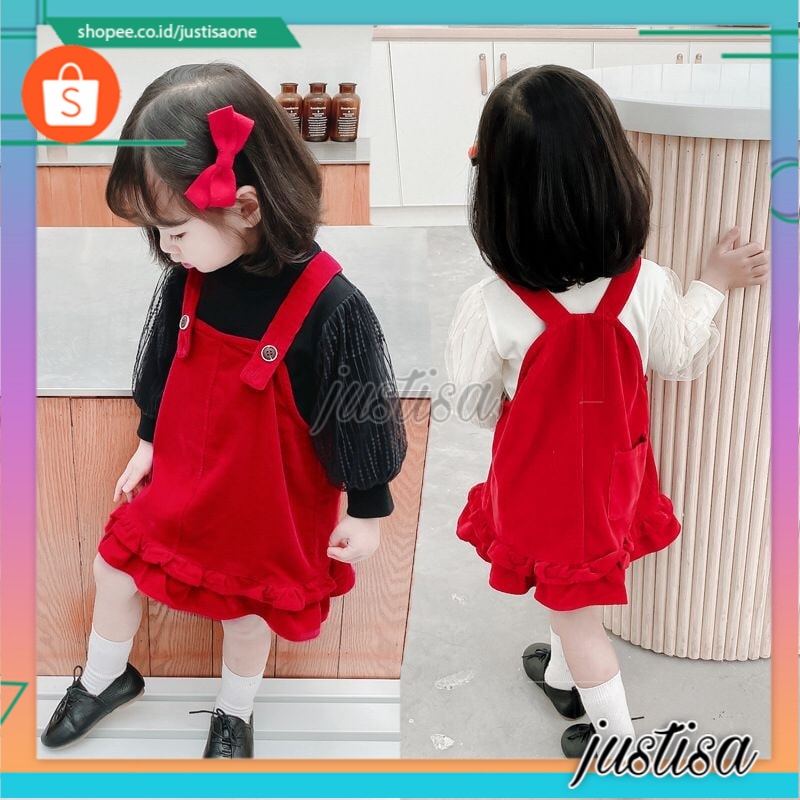 Promo !! Dress cute import / dress 2in1 ayodia furing plain ukuran 1-5tahun / Dress anak perempuan