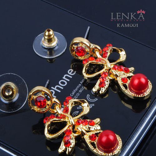 [PRODUK TERBATAS] SET AKSESORIS WEDDING KALUNG ANTING MERAH PENGANTIN PESTA KAM001