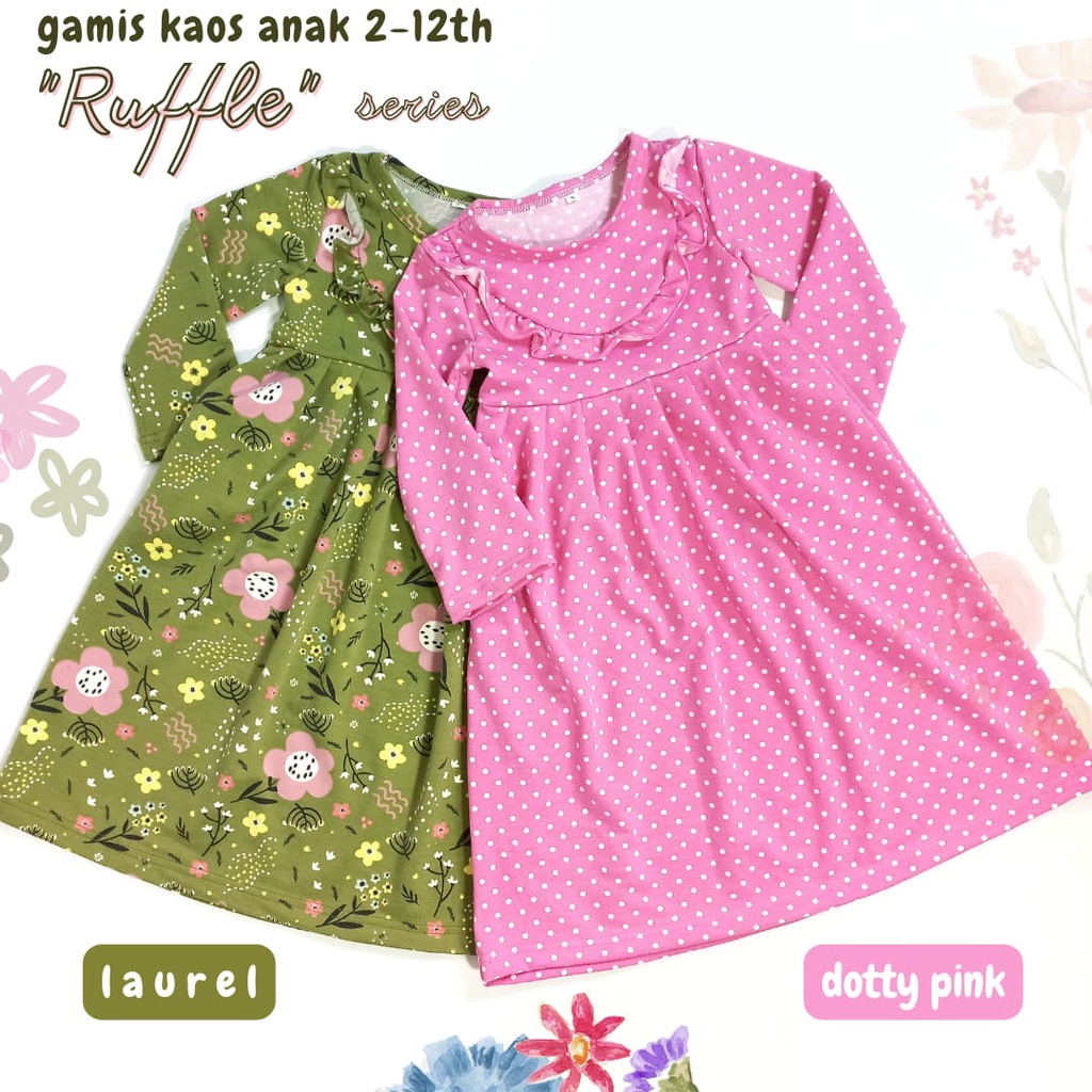 GAMIS KAOS ANAK 1-5 thn + SAKU SAMPING (BASIC RUFFLE series)