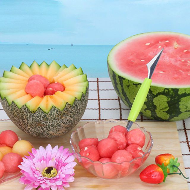 Sendok Scoop Alat Pengukir Buah Semangka Cocktail Es Buah Pencongkel Buah Warna Warni