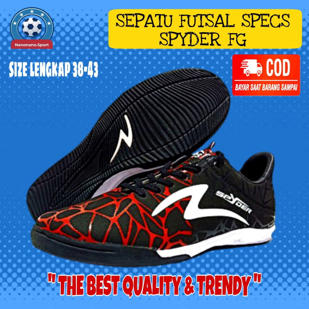 Sepatu Bola Futsal Specs Spyder Hitam Merah Olahraga Pria Sport Terbaru Original Murah