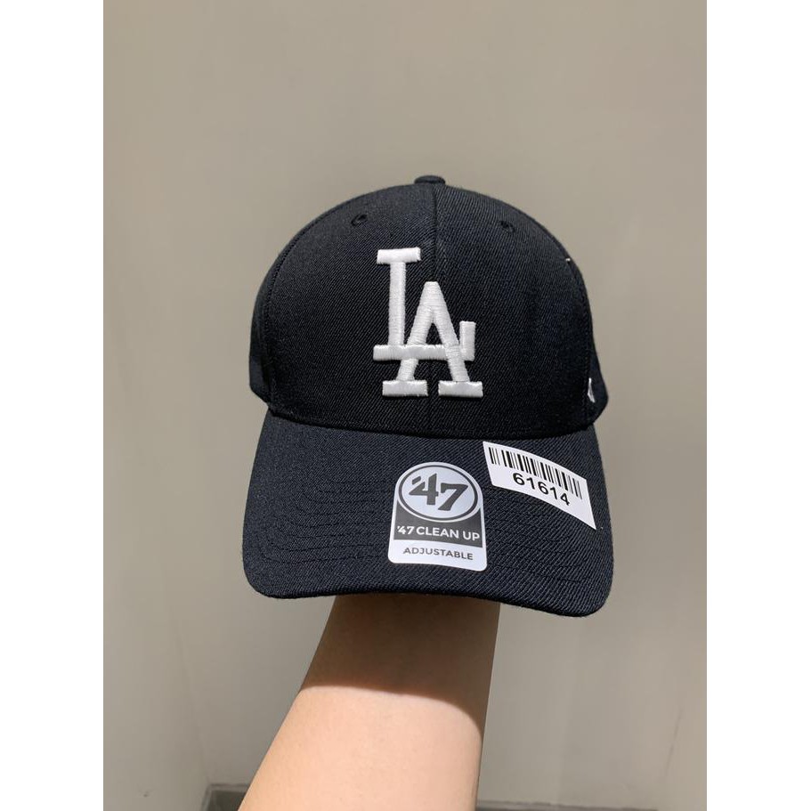 Topi 47 Clean Up Dodgers LA Los Angeles Big Logo Black White Cap Fashion Pria | Topi Pria | Topi