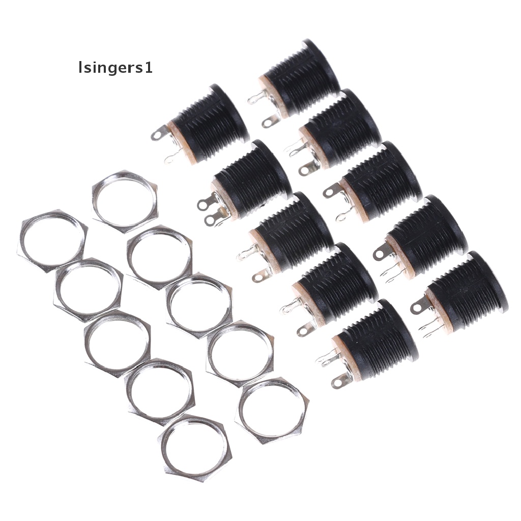 (lsingers1) 10pcs Socket Jack Power DC 022 2.1x5.5mm Warna Hitam Untuk PCB