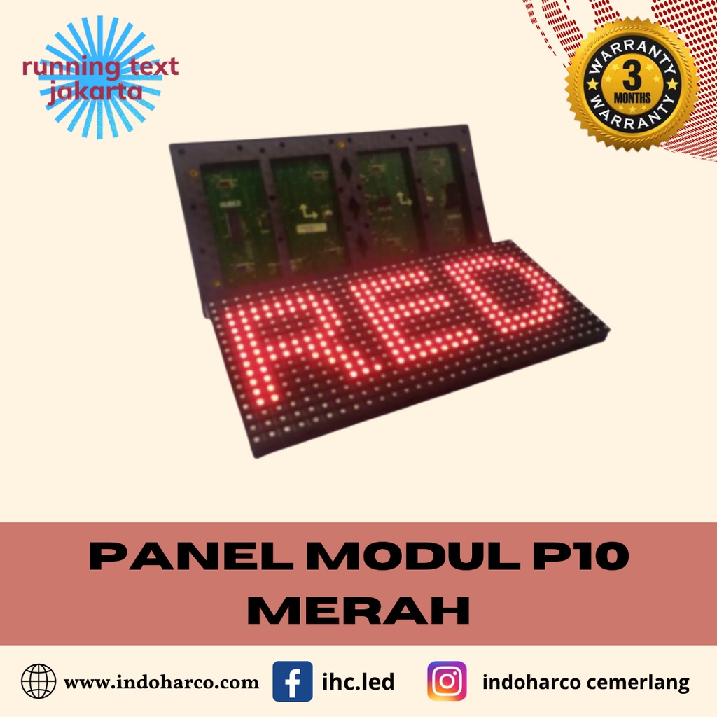 Panel Modul RED LED Running Text P10 Outdoor DIP