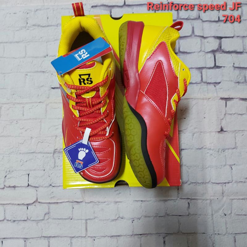 SEPATU BADMINTON REINFORCE SPEED RS JF 704 RED YELLOW ORIGINAL
